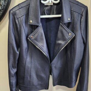 Ladies Laura Brand Black Vegan Cropped/Moto Jacket Size 12-14